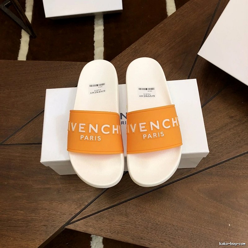 Givenchy Alphabet Series Minimalist Style White & Orange Slide Sandals
