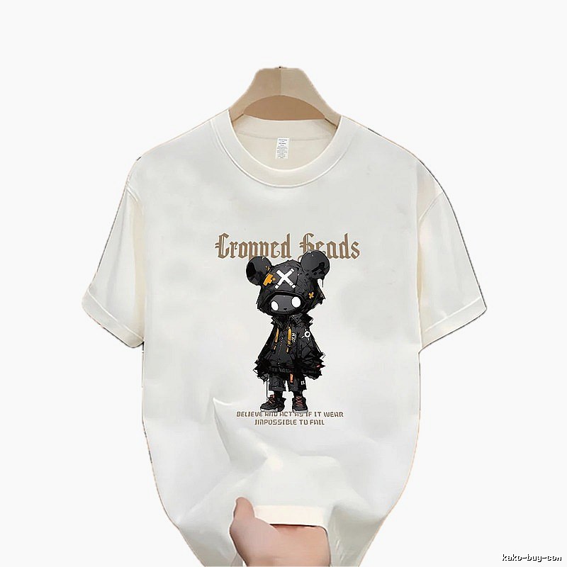 Gloomy Bear Printed Street-style Off-white Short-sleeve T-shirt