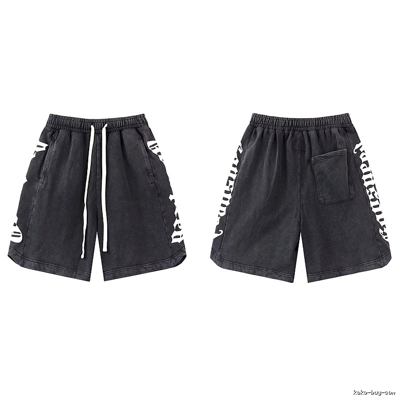 Godspeed Gothic Print Street Style Charcoal Black Shorts