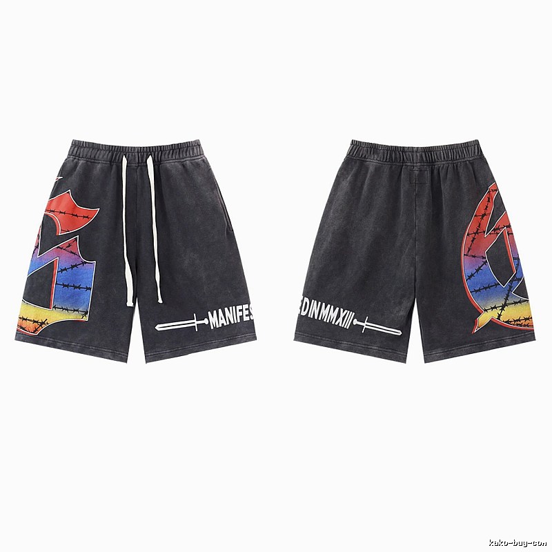Godspeed Printed Street Style Distressed Black Shorts