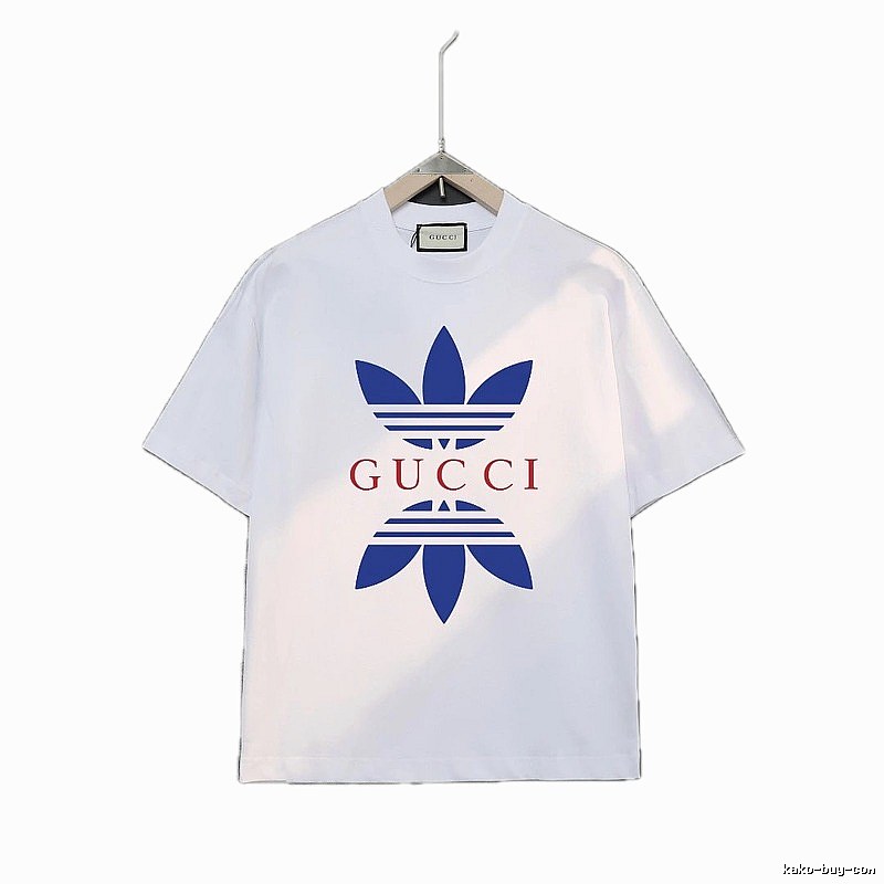 Gucci clover blue and white short-sleeved shirt