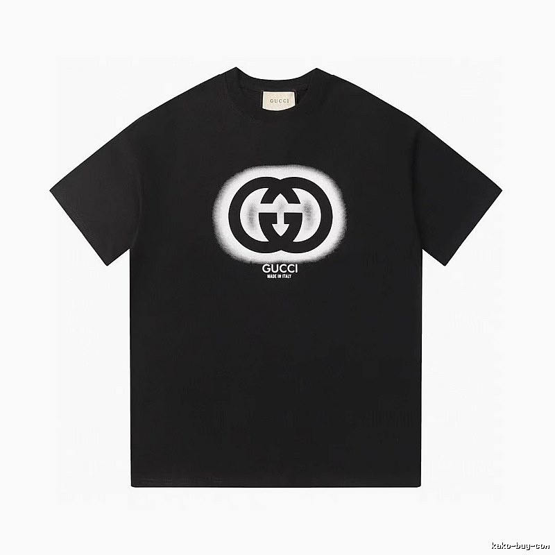 Gucci Double G Print Vintage Style Black T-Shirt