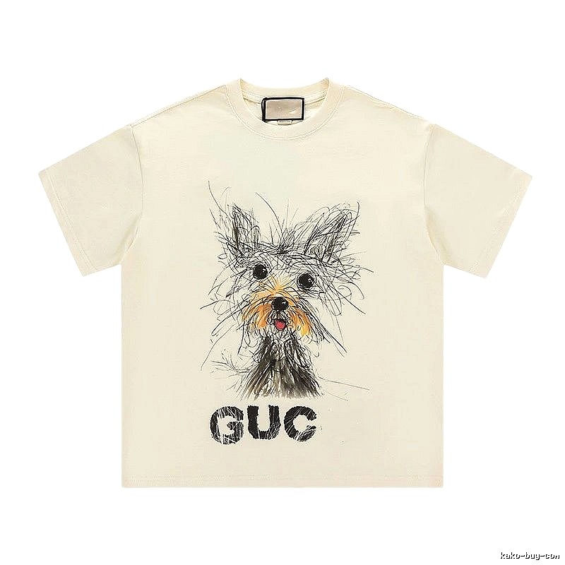 Gucci Puppy Graffiti Casual Style Off-white T-shirt