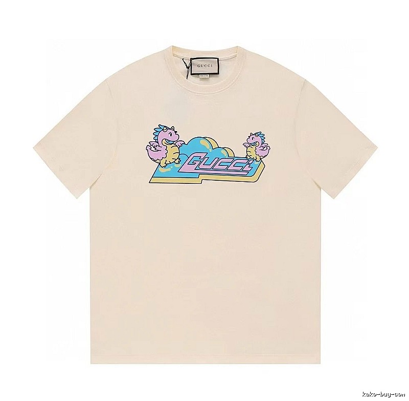 Gucci Year of the Dragon Collection Cartoon Style Off-white Short Sleeve T-shirt