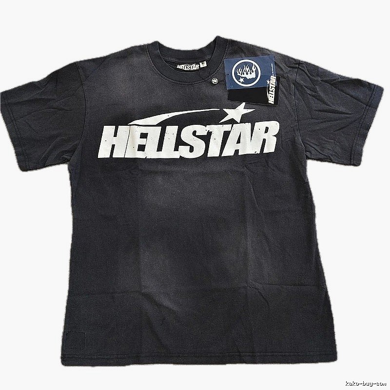 Hellstar Classic Logo Street Style Distressed Black T-Shirt