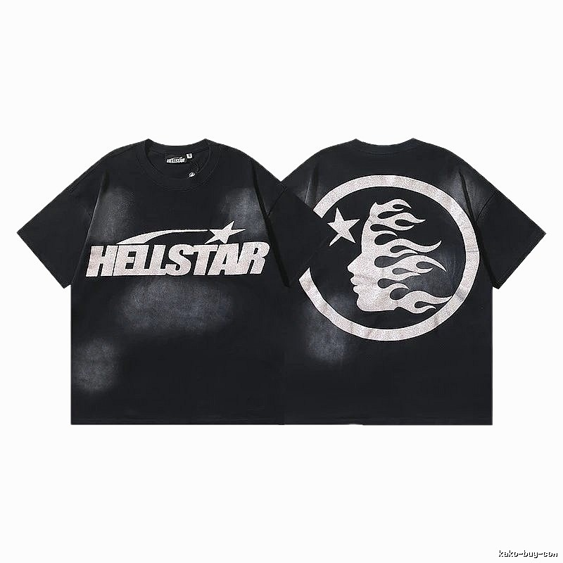 Hellstar Flame Portrait Street Style Black T-shirt
