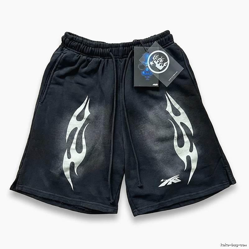 Hellstar Flame Wind Black Shorts