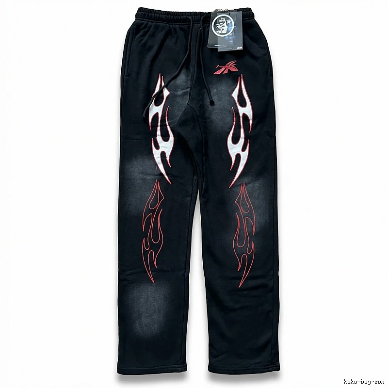 Hellstar Flame Wind Black Sweatpants