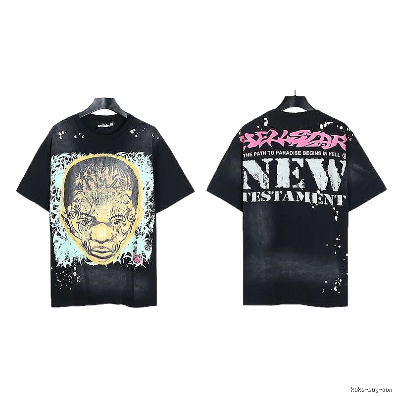 Hellstar Portrait Print Street Style Black T-shirt
