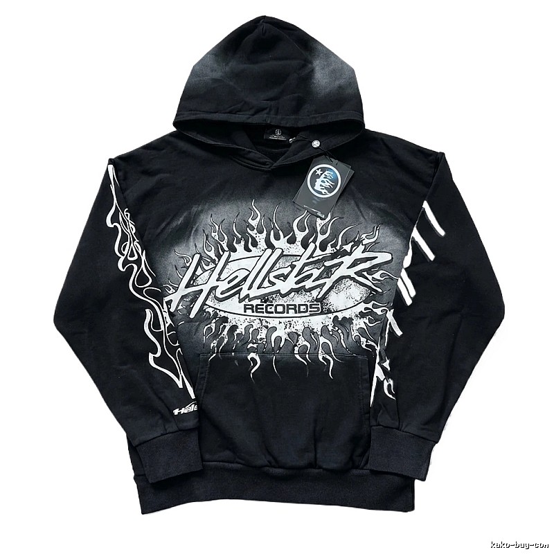 Hellstar Records Flame Wind Black Hoodie
