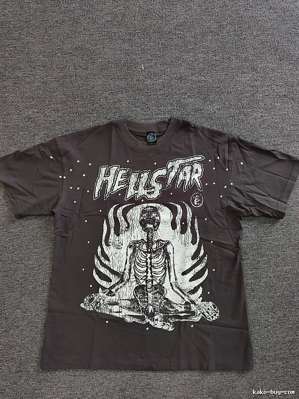 Hellstar Skull Print Dark Style Brown T-Shirt