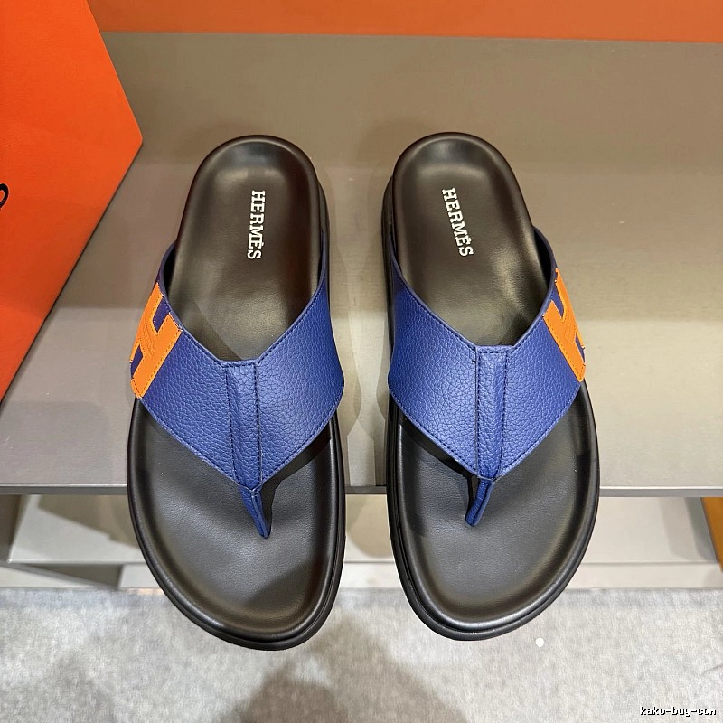 Hermès Casual Style Blue H-logo Flip-flops