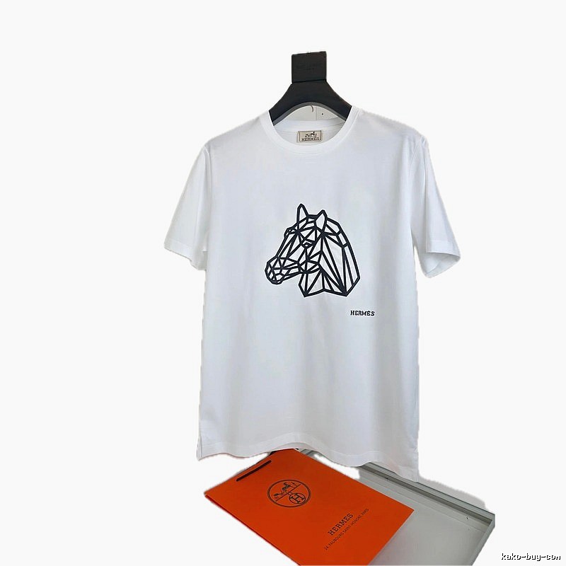 Hermès geometric style white T-shirt