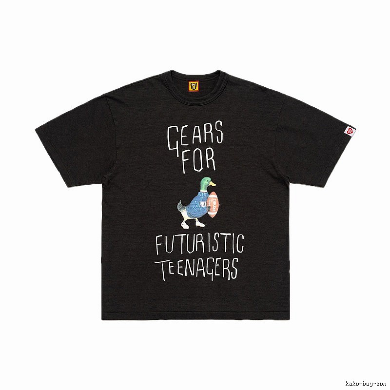 HUMAN MADE Green Duck Print Vintage Style Black T-Shirt
