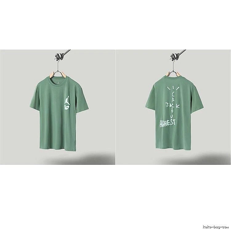Jordan x Travis Scott Co-branded Street Style Pea Green T-Shirt