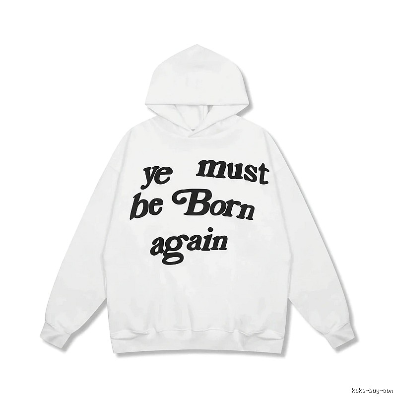 Kanye's religious-style white hoodie.