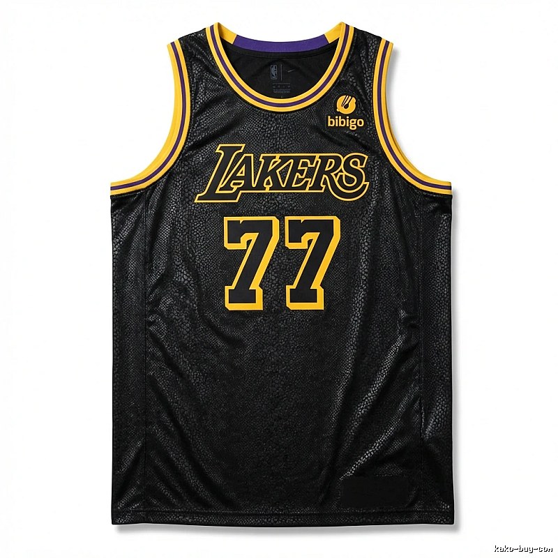Lakers No. 77 black and yellow basketball uniform