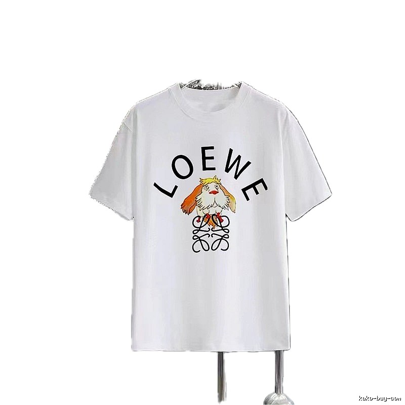 LOEWE Cartoon Print Casual Style White Short-sleeve T-shirt