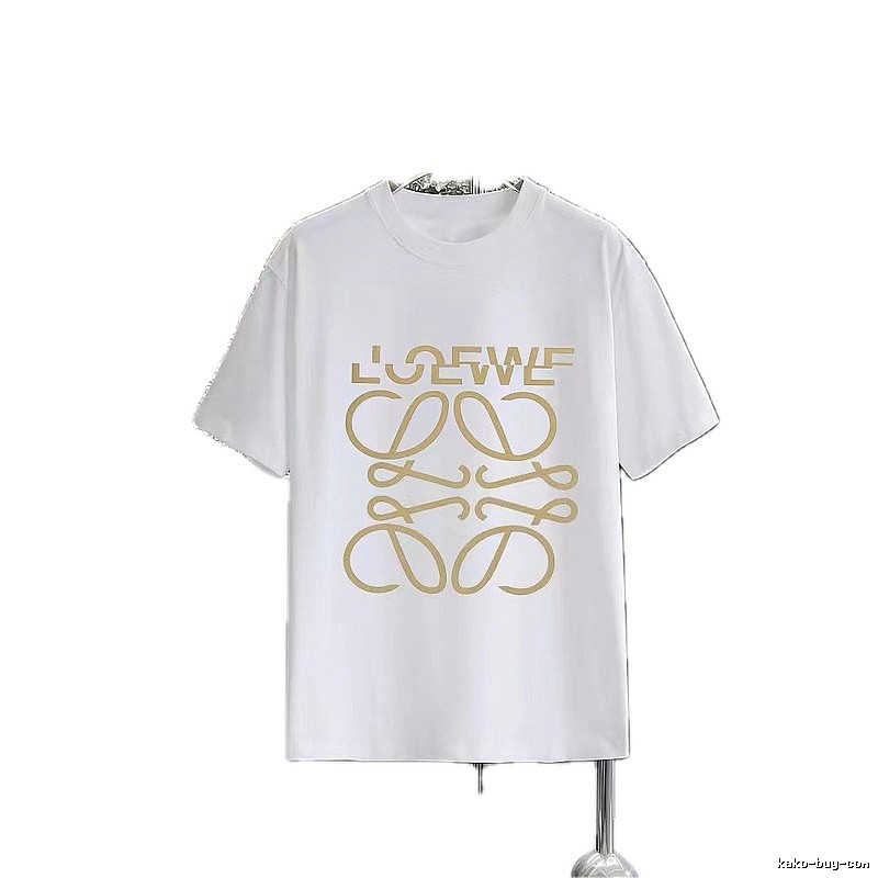 LOEWE Gold Hot-stamped Logo Light Luxury Style White T-Shirt