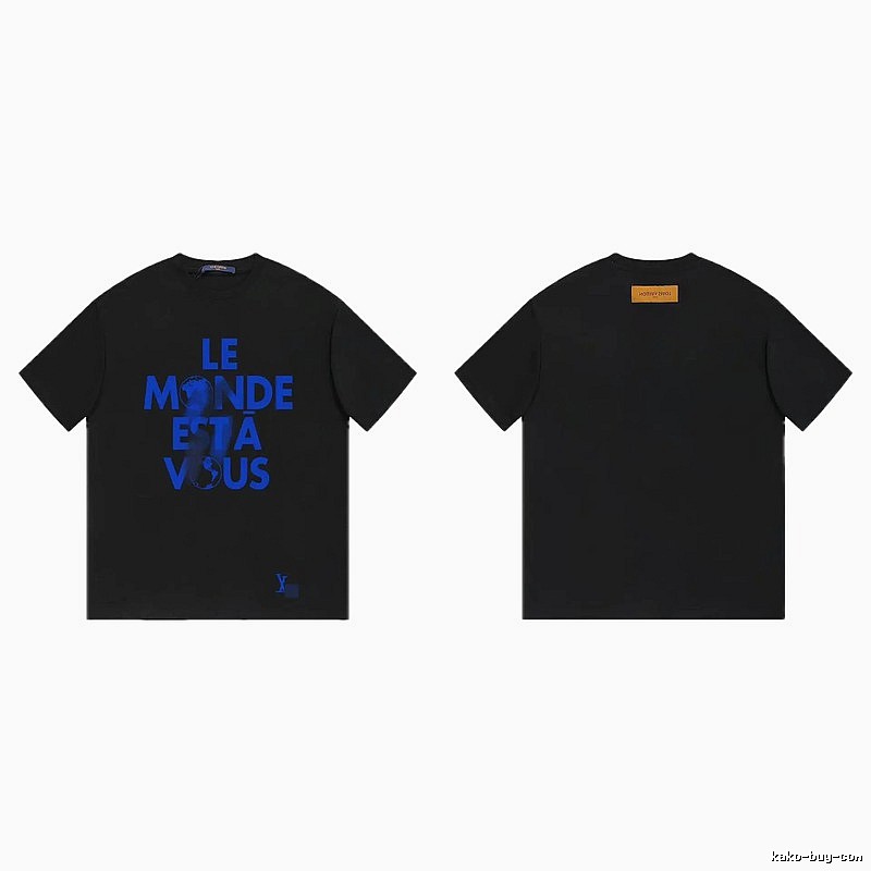 Louis Vuitton Letter Print Trendy Cool Black T-Shirt