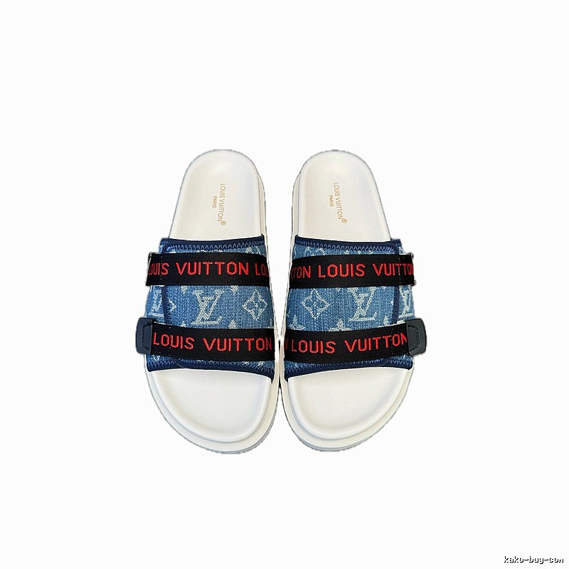 Louis Vuitton Monogram Casual Style Blue and White Slippers