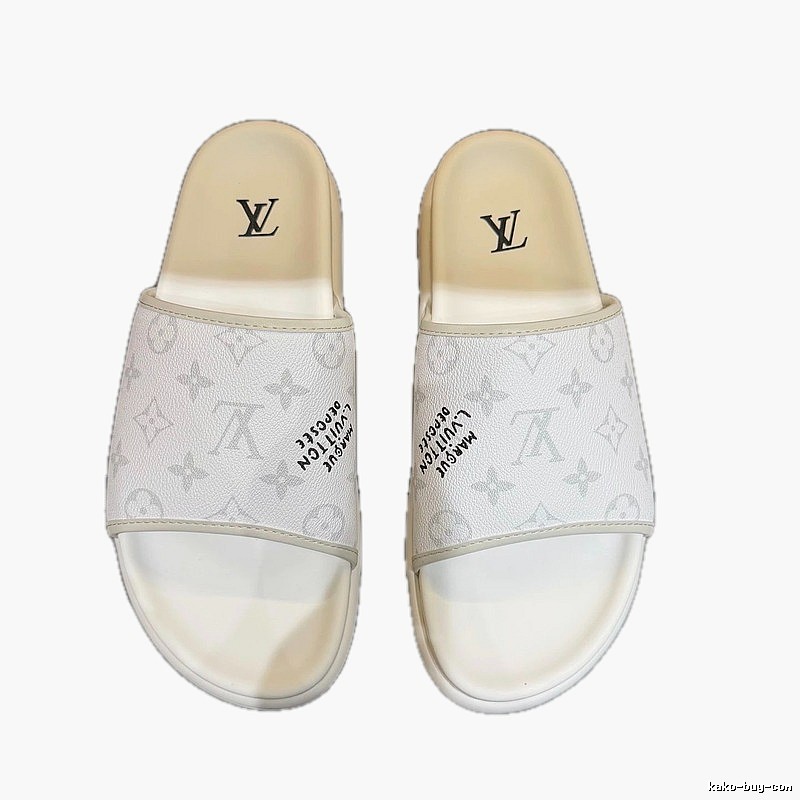 Louis Vuitton Trendy White Monogram Slides
