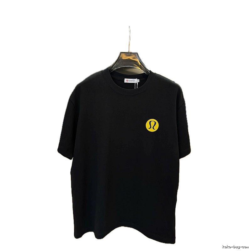 lululemon Printed Casual Style Black Short Sleeve T-Shirt