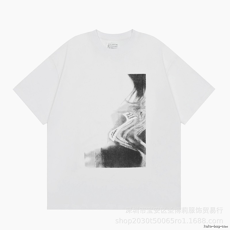 Maison Margiela Abstract Ink-wash Style White Short-sleeve T-shirt