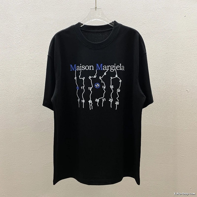 Maison Margiela Digital Embroidery Trendy Black T-Shirt