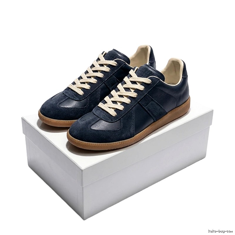 Maison Margiela retro-style dark blue sports shoes