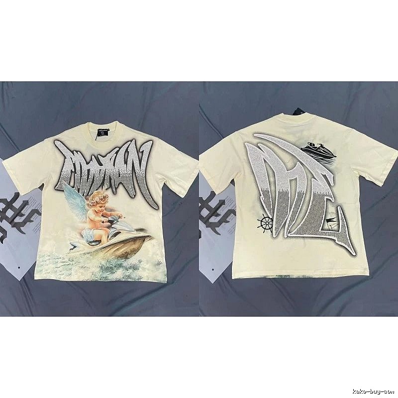 Mixed Emotion Off-white Street-style Angel Print T-shirt