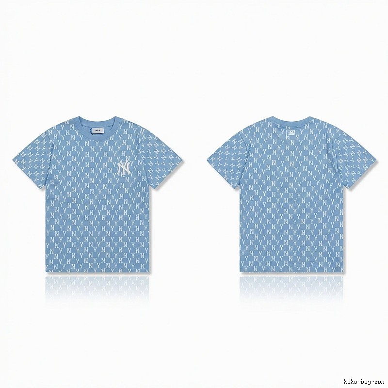 MLB full - print style light blue T - shirt