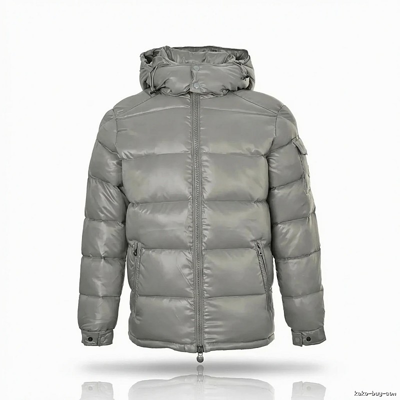 Moncler hooded fashionable grey down jacket