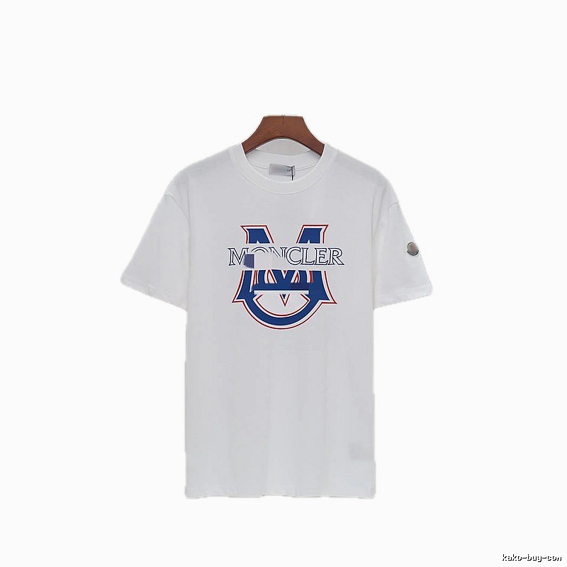 Moncler Large M Printed Casual Style White T-Shirt