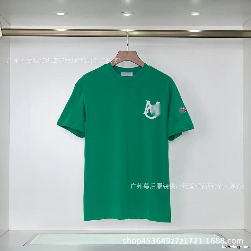 Moncler Letter Print Casual Style Green Short-sleeve T-shirt