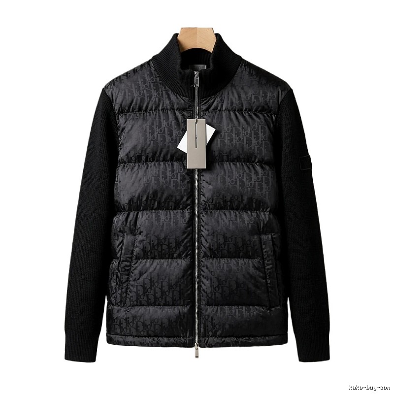 Moncler letter - printed black down jacket
