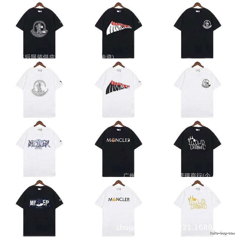 Moncler Logo Printed Trendy Black & White Short-Sleeve T-Shirt