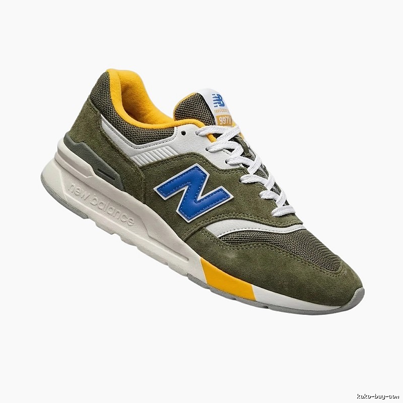 New Balance retro-style olive green sports shoes