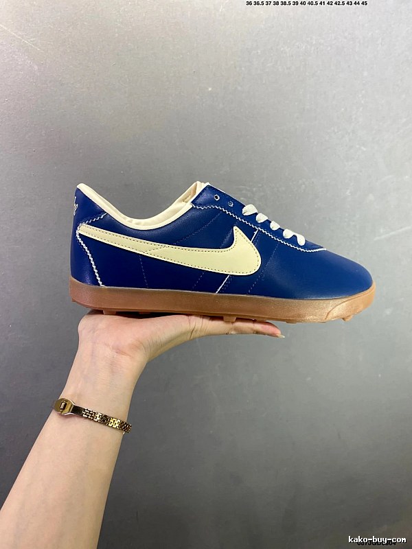 Nike Blue and Cream Waffle-Sole Runners Defined by Streamlined Toe