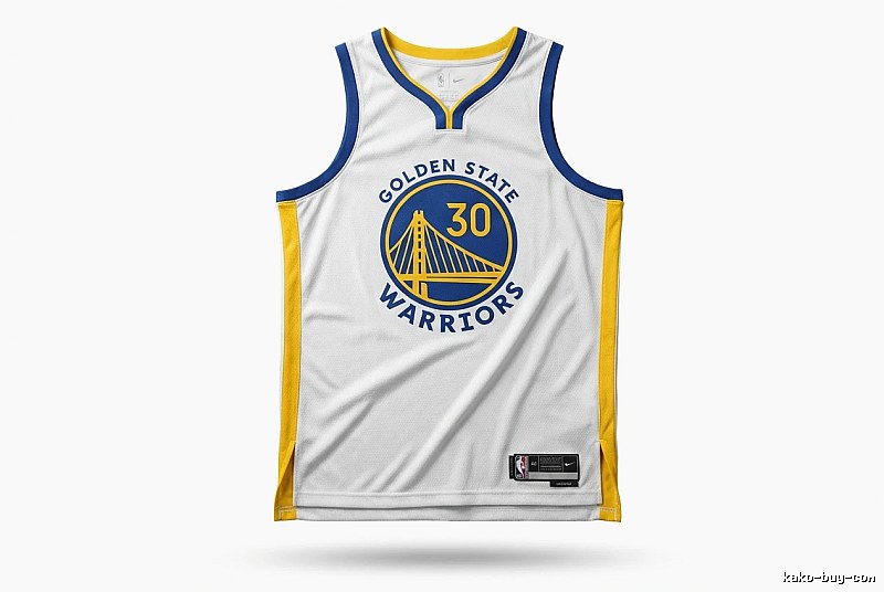 Nike Curry No.30 white, blue and yellow jersey