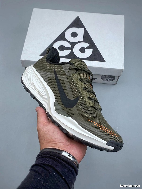 Nike Olive Green Road Runners Featuring Chunky Sole Geometry