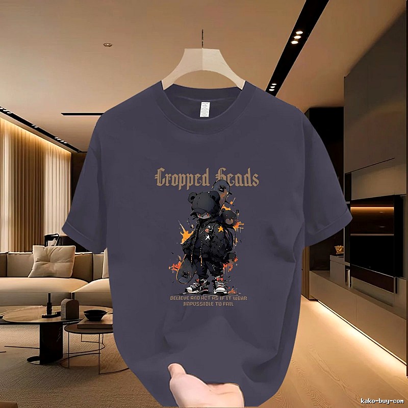 Original Streetwear Brand Skate Bear Street Style Charcoal Gray T-shirt