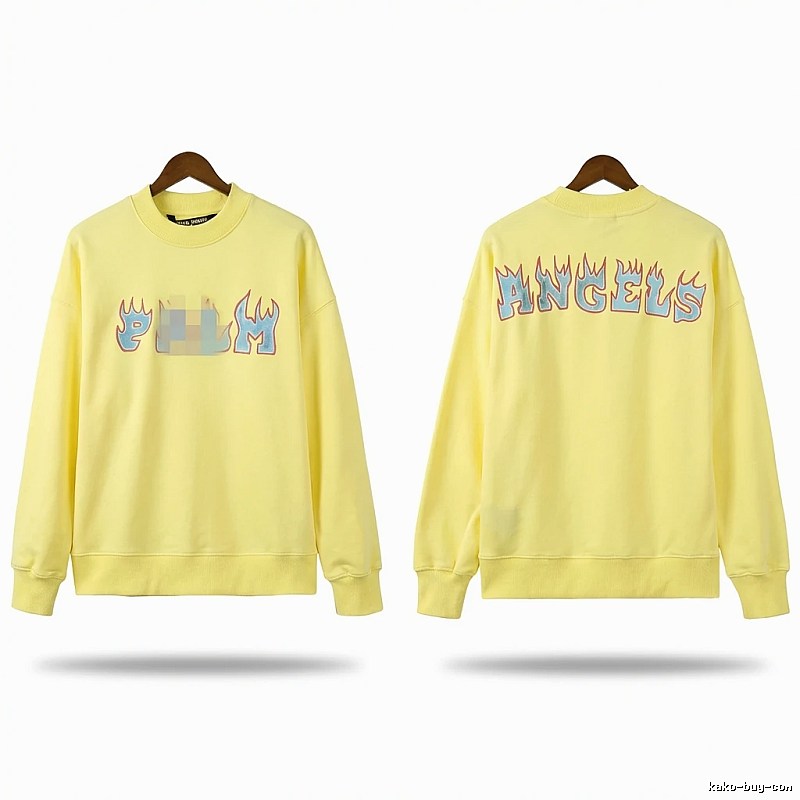 Palm Angels Flame Trendy Brand Yellow Sweatshirt