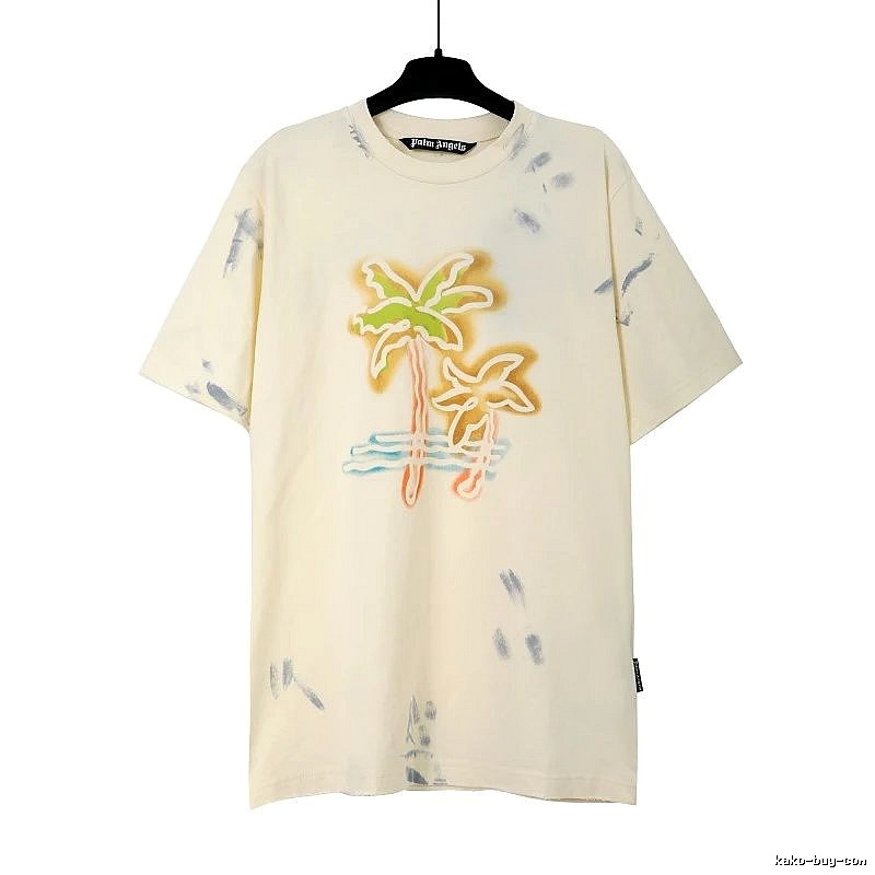 Palm Angels Statement Logo T-shirt White Palm Tree for Outdoor Plans