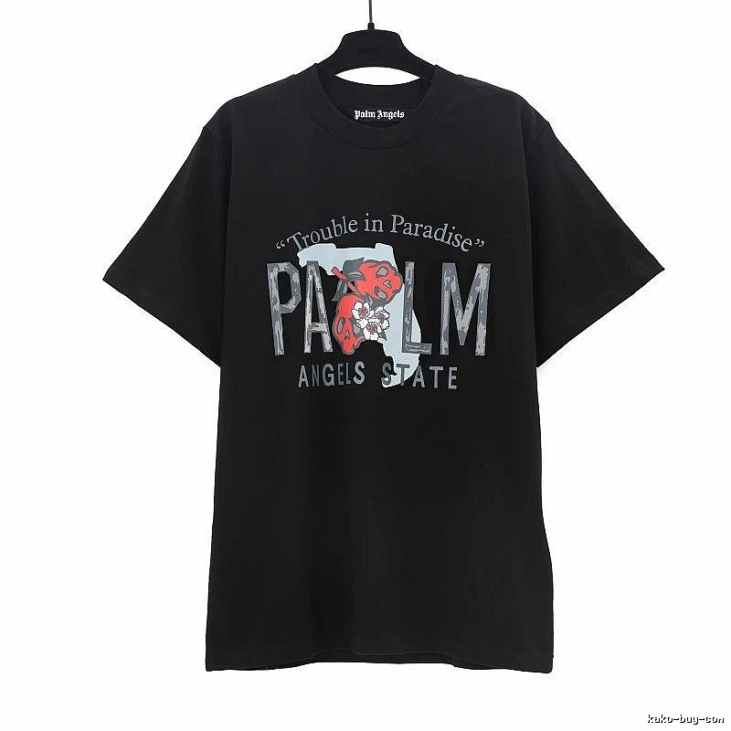 Palm Angels Travel Logo T-shirt White Palm Tree with Modern Look