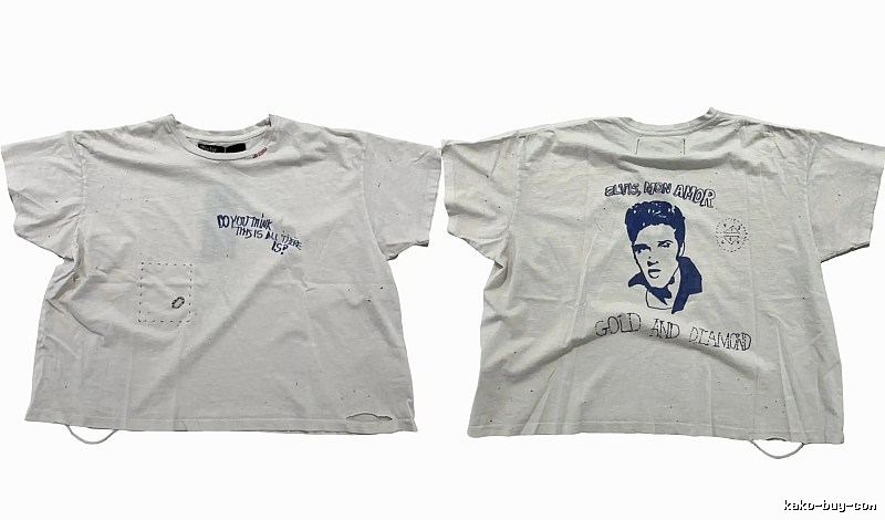 Paly Hollywood Elvis Vintage Distressed White T-Shirt