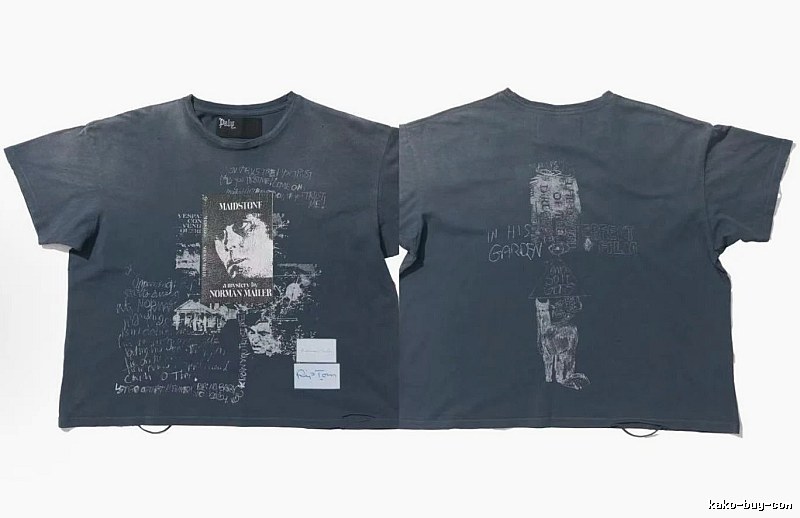 Paly Hollywood Portrait Graffiti Vintage Washed Grey T-shirt