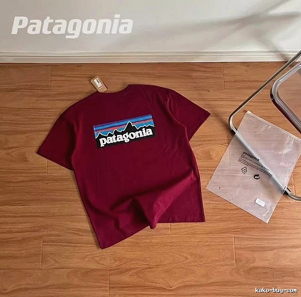 Patagonia Burgundy Red Logo T-Shirt Warm Weather Graphic