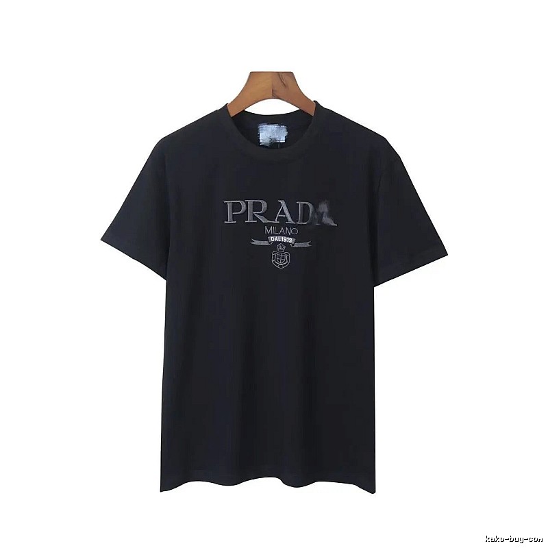 Prada Embroidered Minimalist Black Short-sleeve T-Shirt