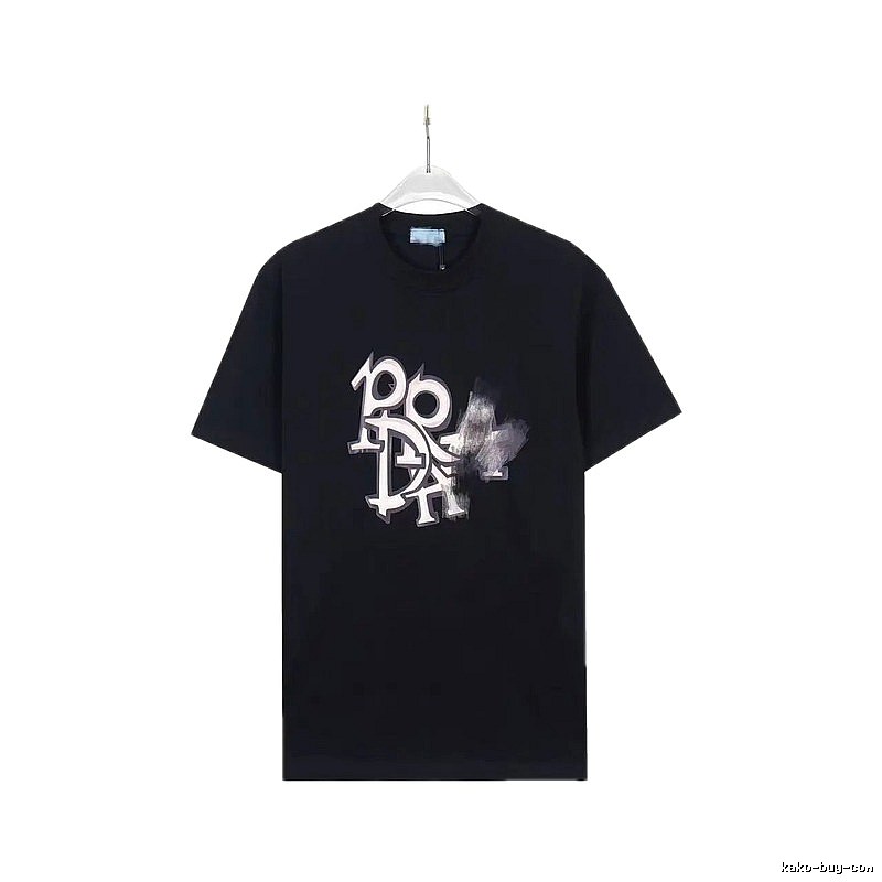 Prada Letter Graffiti Street Style Black T-Shirt
